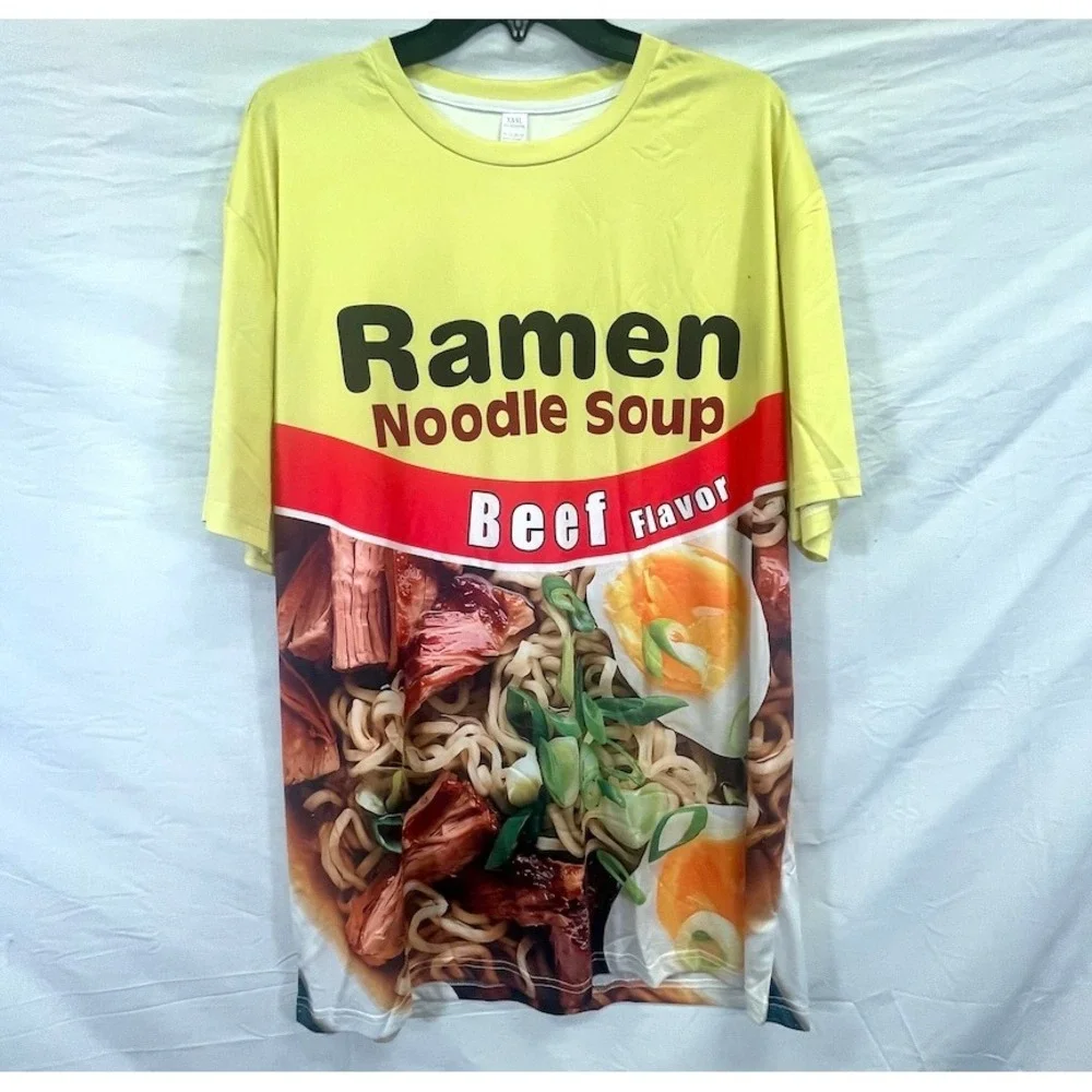 Men's Red & Yellow Ramen Noodle Short Sleeve T Shirt Size 3XL